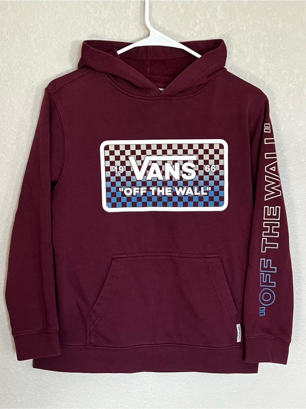 Vans Kids Maroon Hoodie with Checker Logo